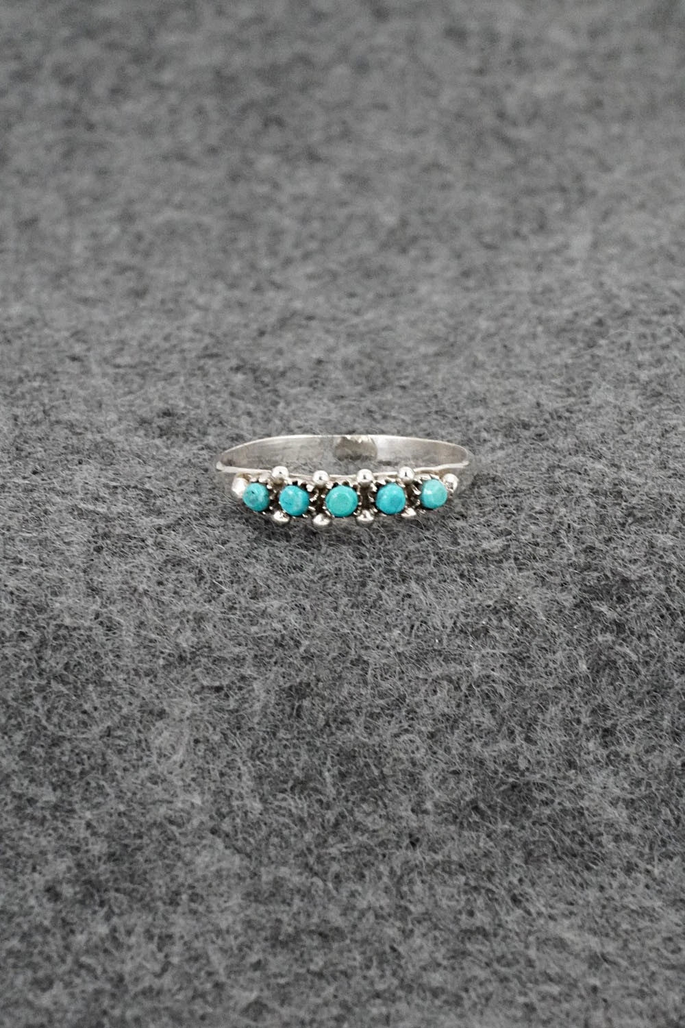 Turquoise & Sterling Silver Ring - April Haloo - Size 8.5