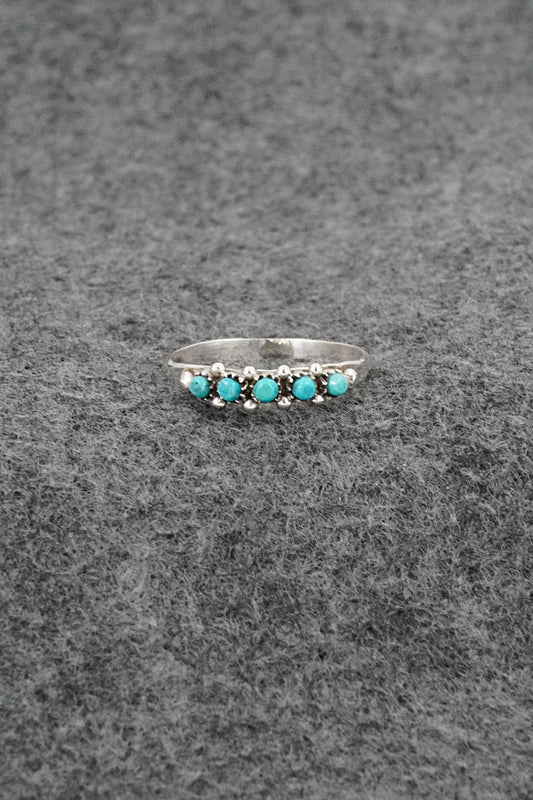 Turquoise & Sterling Silver Ring - April Haloo - Size 8.5