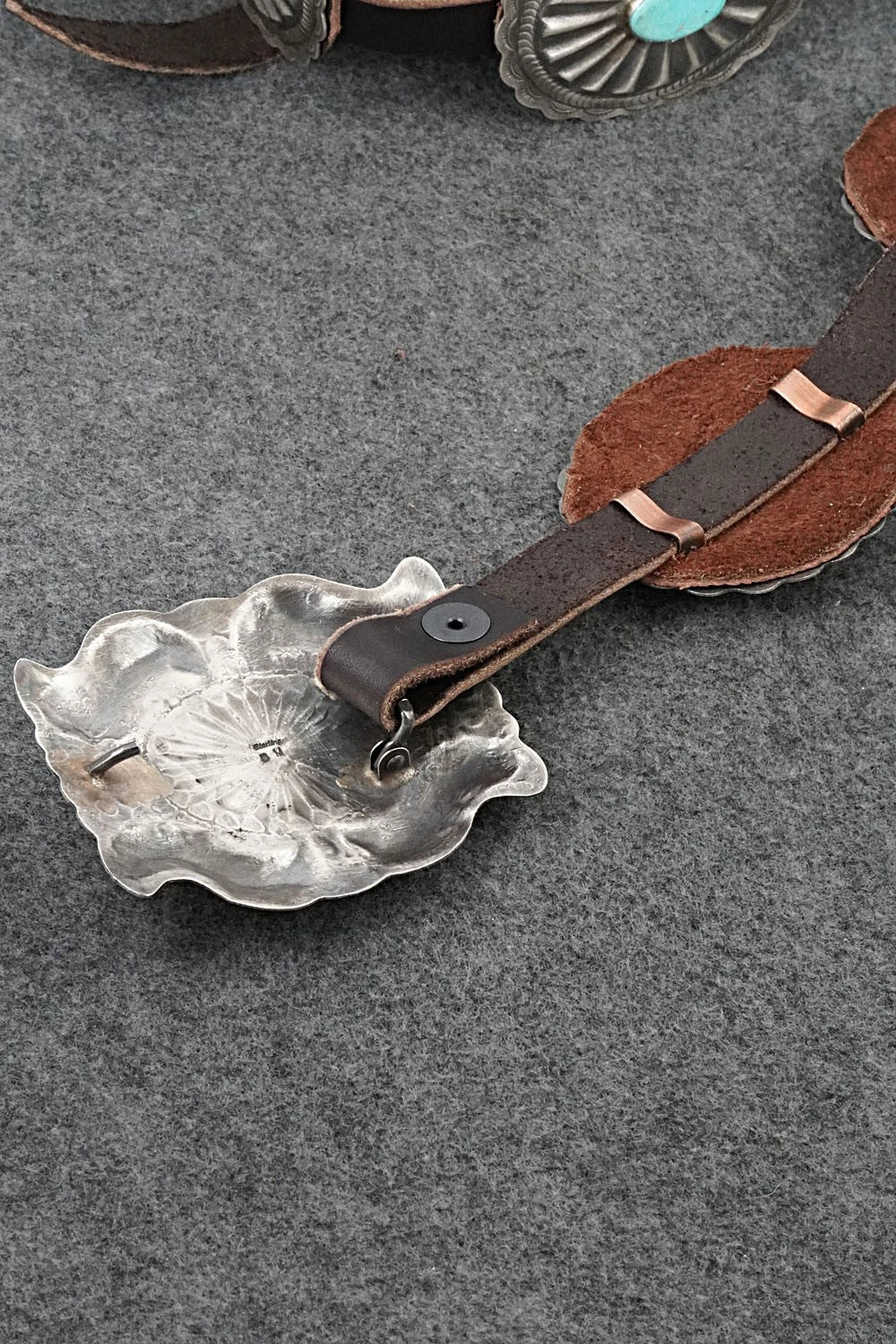 Turquoise, Sterling Silver & Leather Concho Belt - Dan Morgan