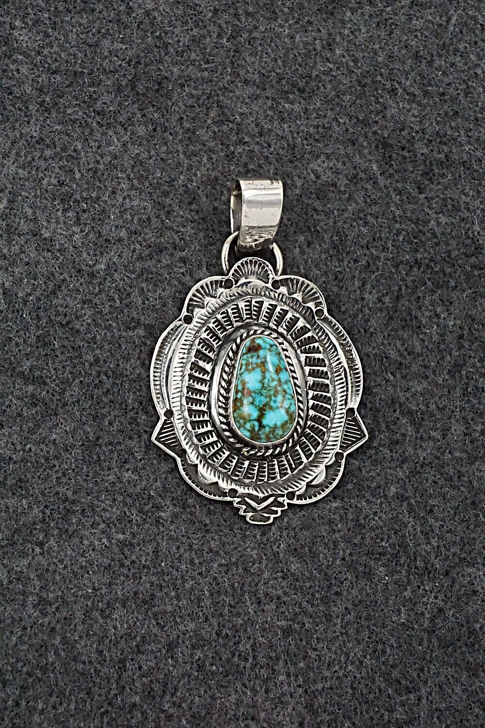 Turquoise & Sterling Silver Pendant - Leonard Maloney