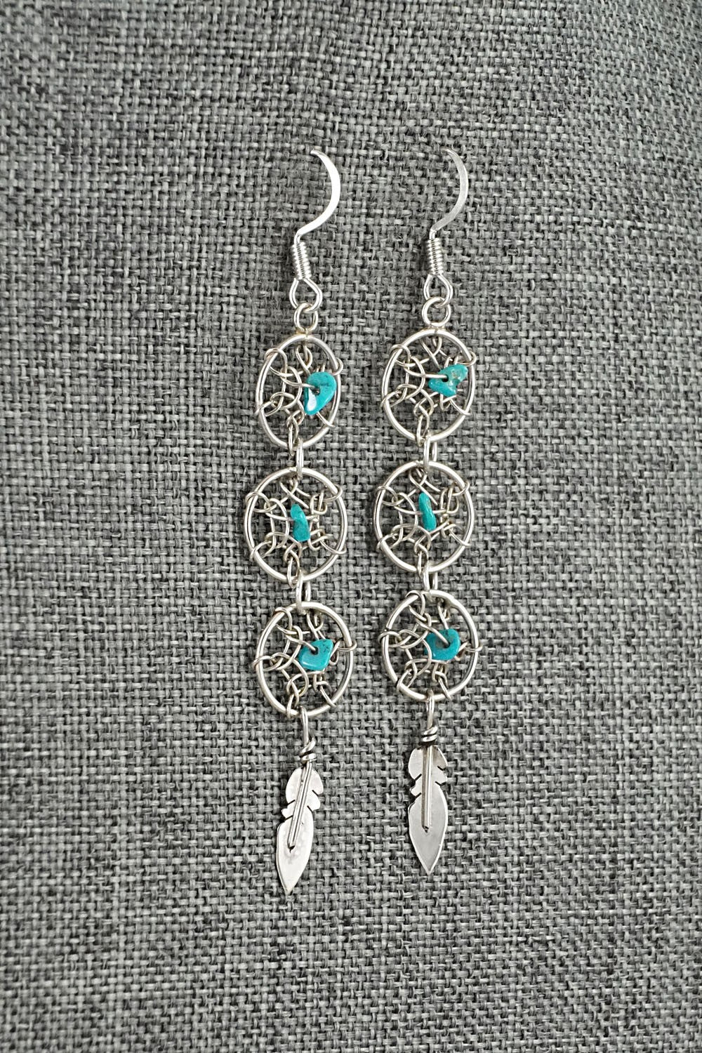 Turquoise & Sterling Silver Earrings - Lorenzo Arviso Jr.