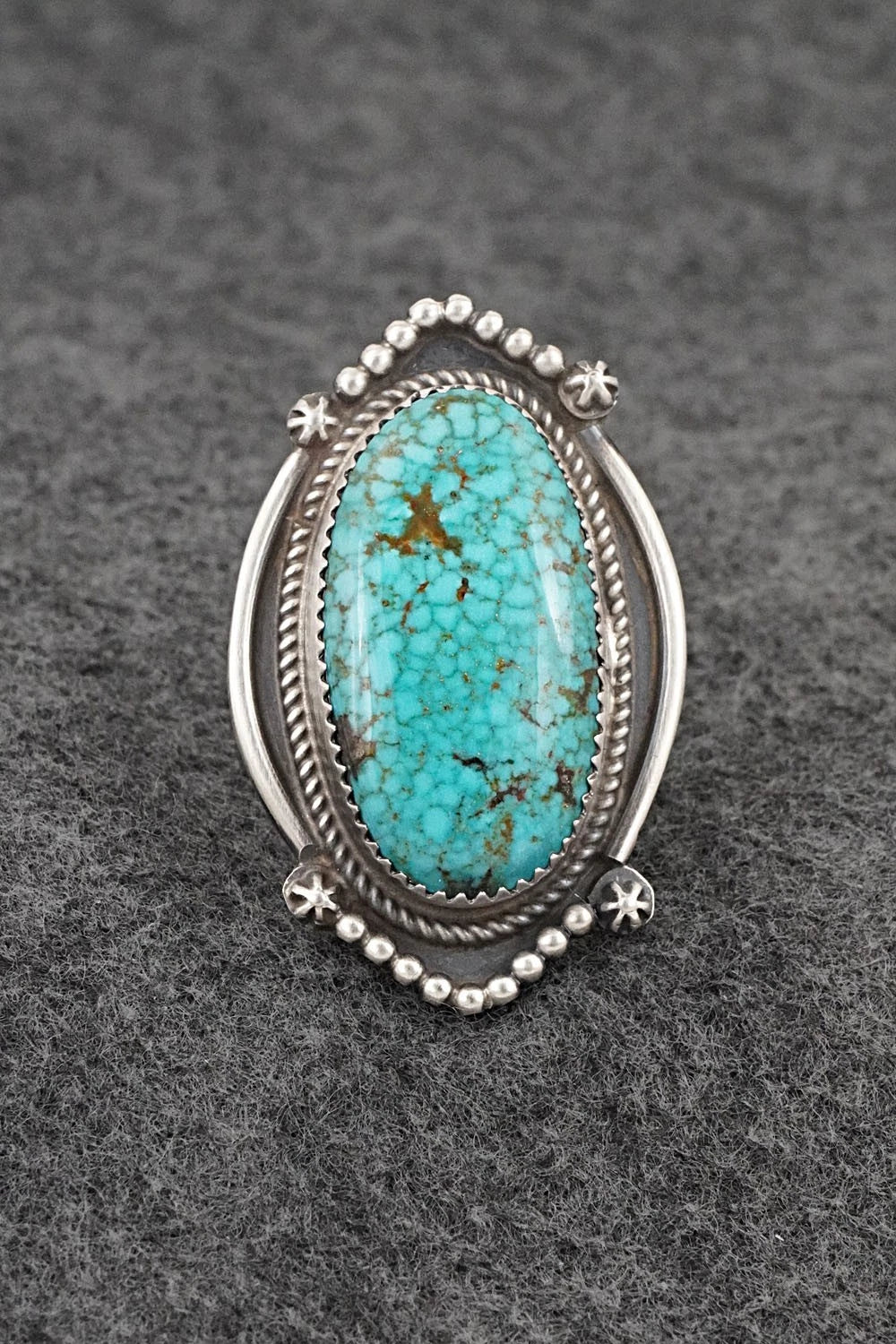 Turquoise & Sterling Silver Ring - Leslie Nez - Size 7