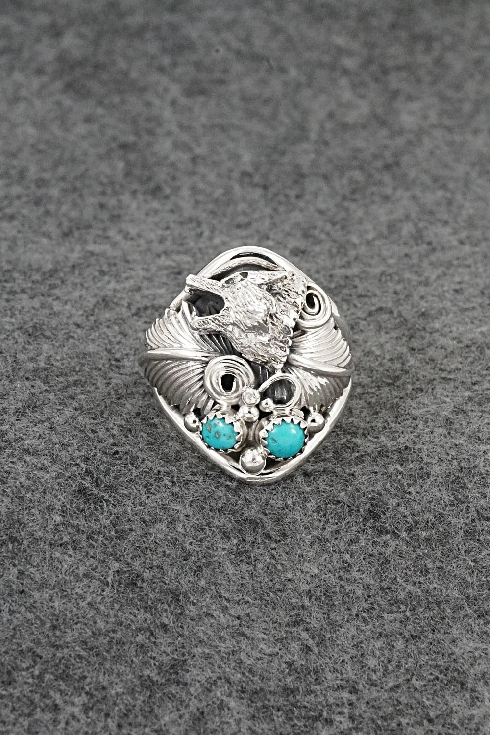 Turquoise & Sterling Silver Ring - Darrell Morgan - Size 13