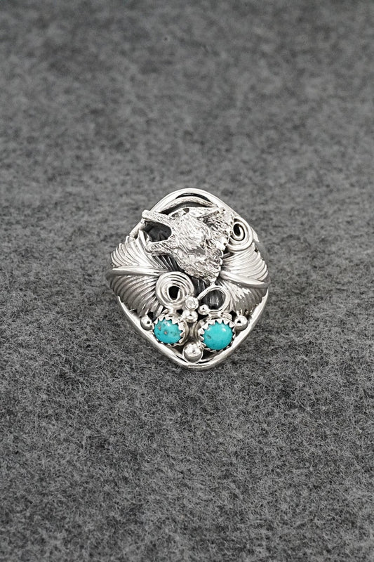 Turquoise & Sterling Silver Ring - Darrell Morgan - Size 13