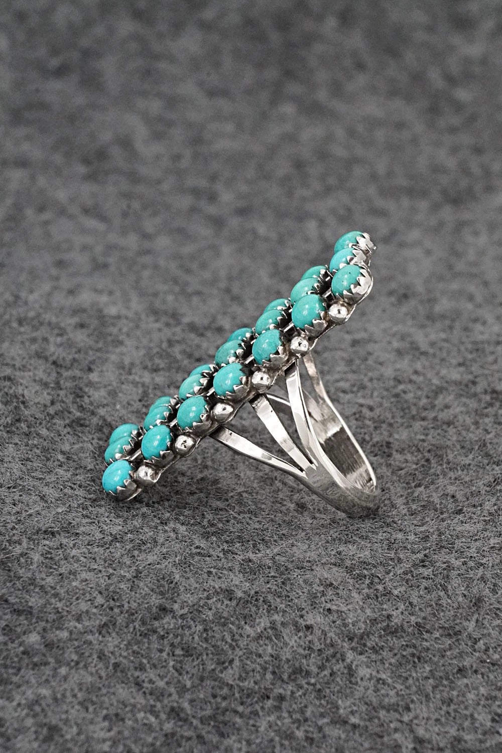 Turquoise & Sterling Silver Ring - Kenny Lonjose - Size 8