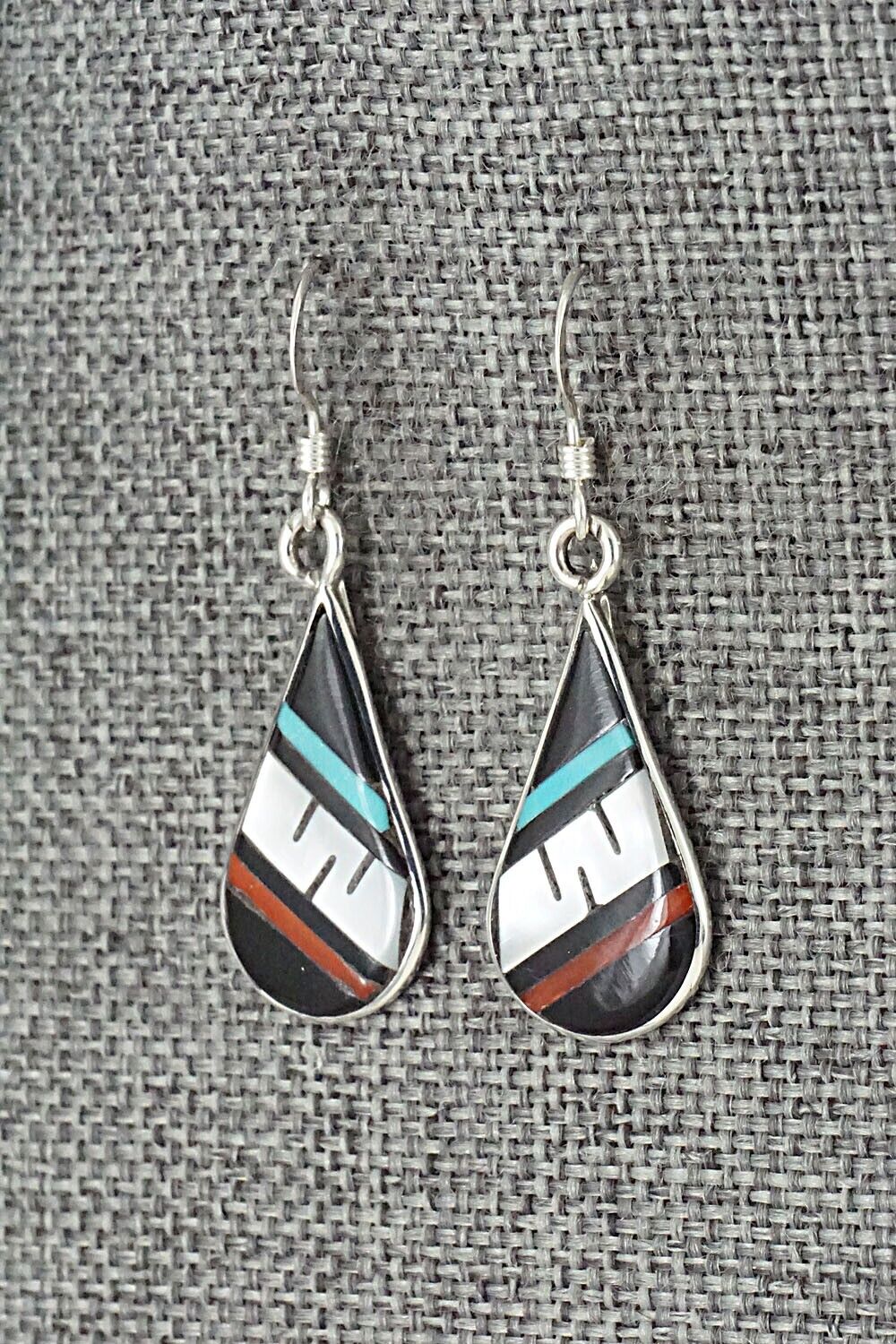 Multi Stone & Sterling Silver Inlay Earrings - Rhianna Kallestewa