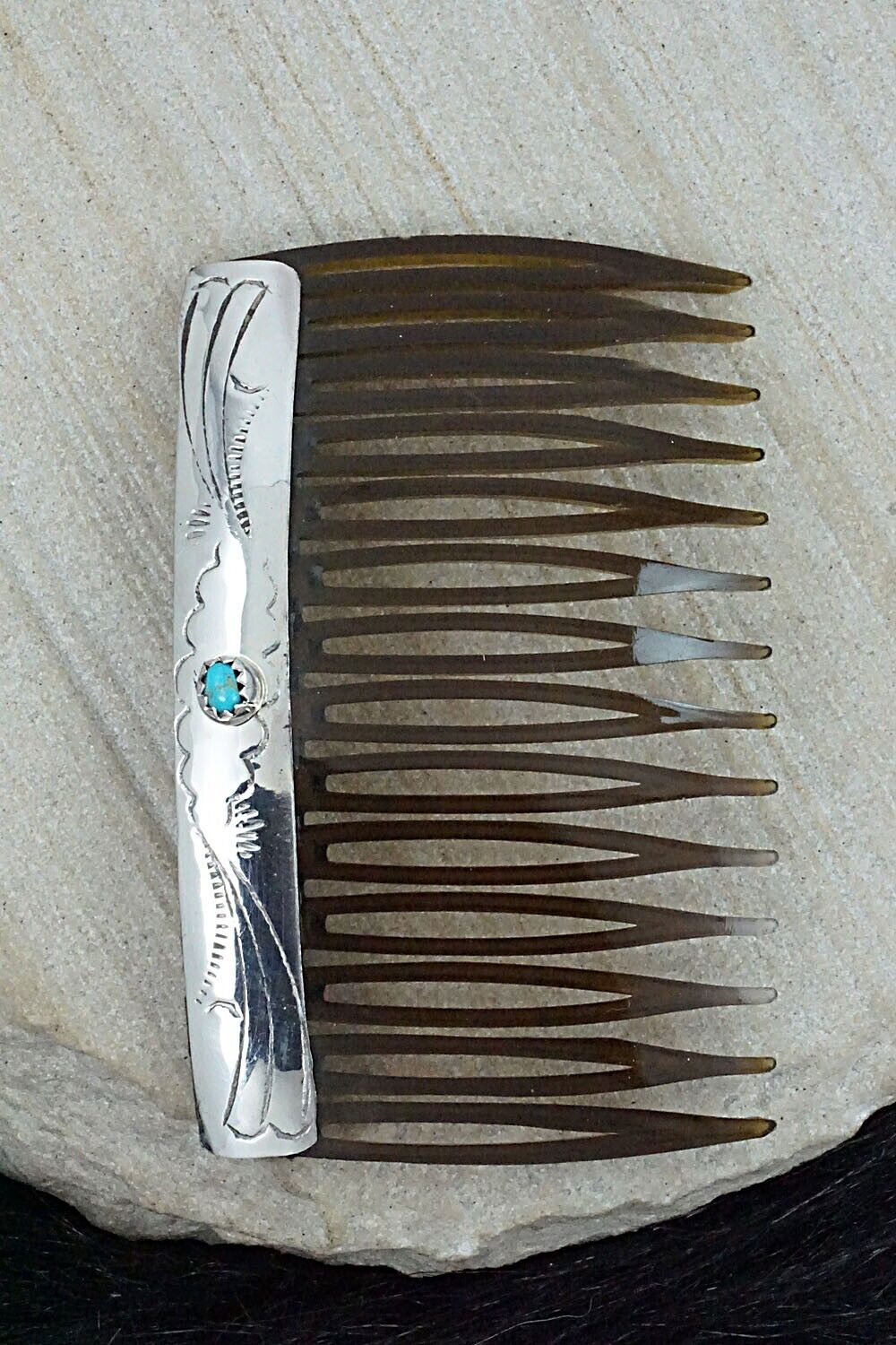 Turquoise & Sterling Silver Hair Combs - Randall Dalgai