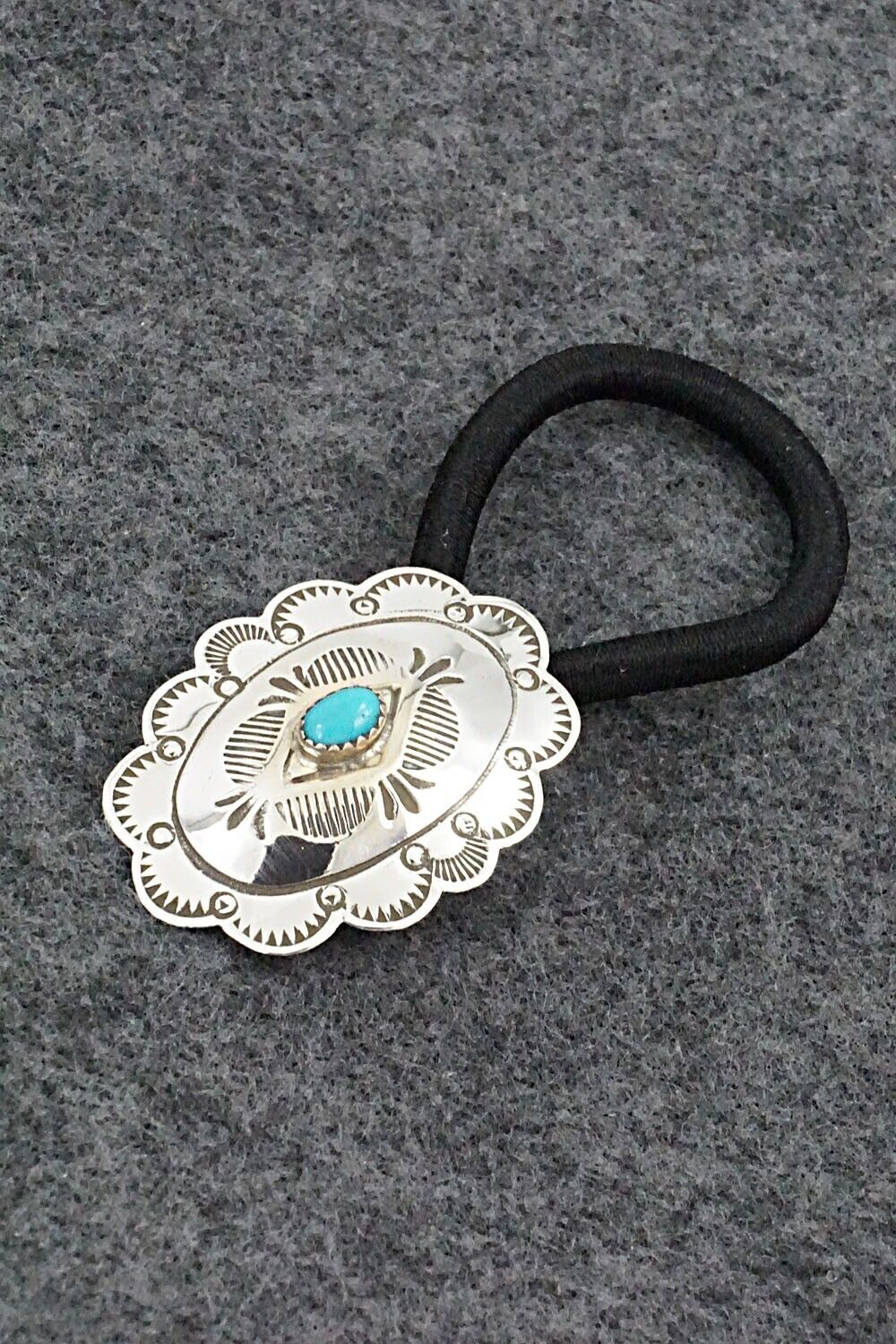 Turquoise & Sterling Silver Hair Tie - Bertha Begay