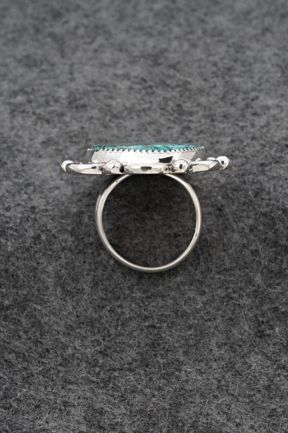 Turquoise & Sterling Silver Ring - Leslie Nez - Size 9
