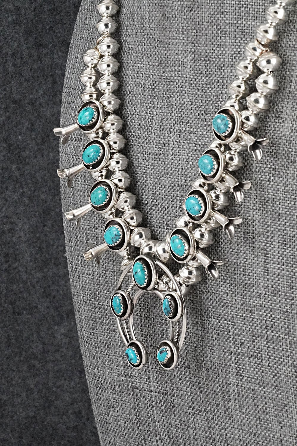 Turquoise & Sterling Silver Squash Blossom Set - Phil Garcia