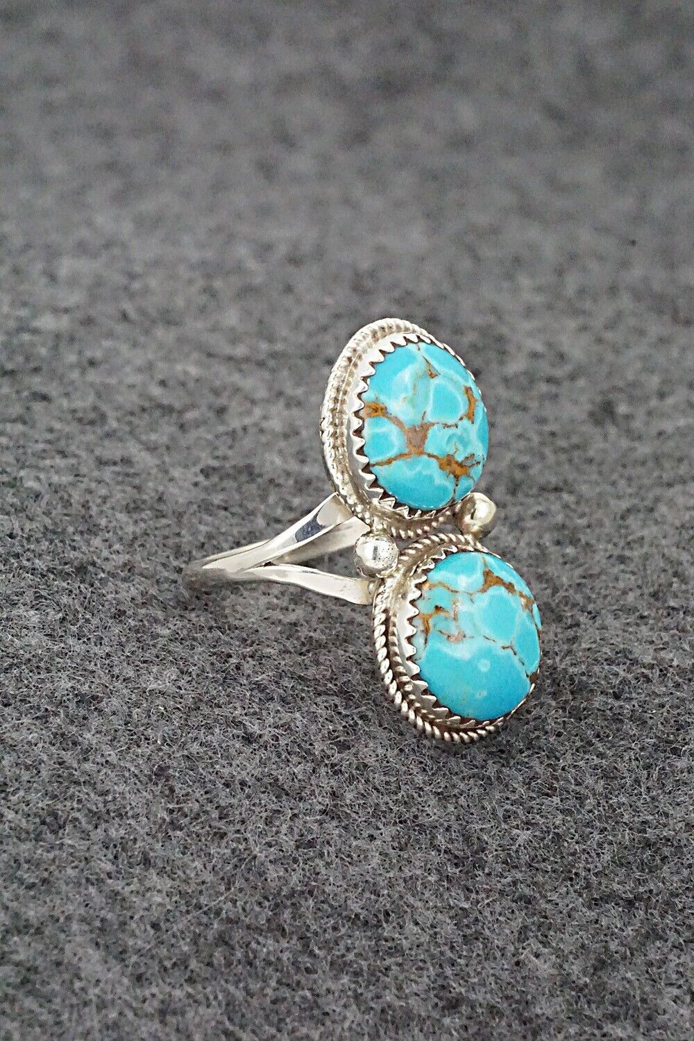 Turquoise & Sterling Silver Ring - Ernest Hawthorne - Size 7.5