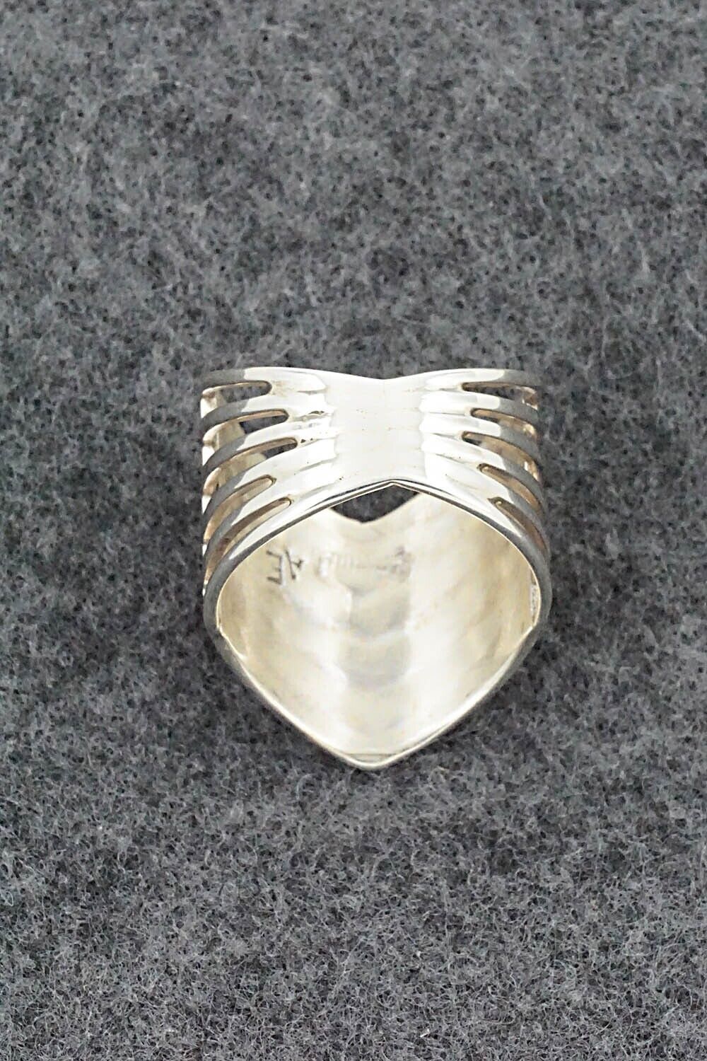 Coral & Sterling Silver Ring - Andrew Enrico - Size 8.5