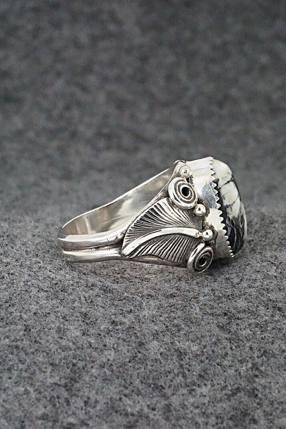 White Buffalo & Sterling Silver Ring - Davey Morgan - Size 13