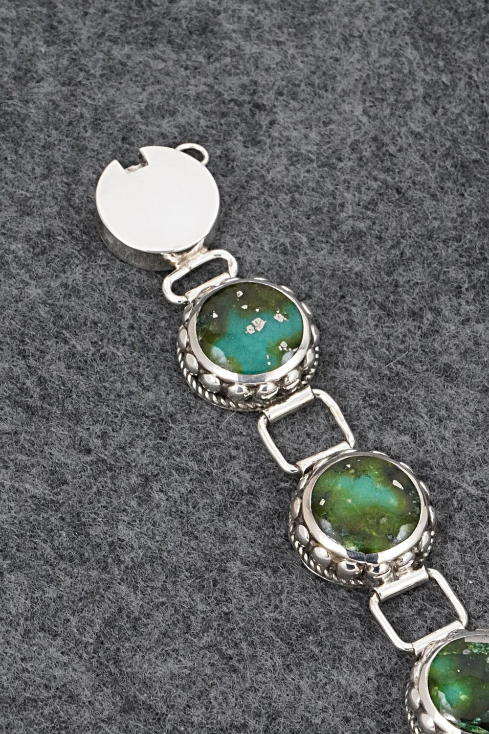Turquoise & Sterling Silver Link Bracelet - Charleston Willie