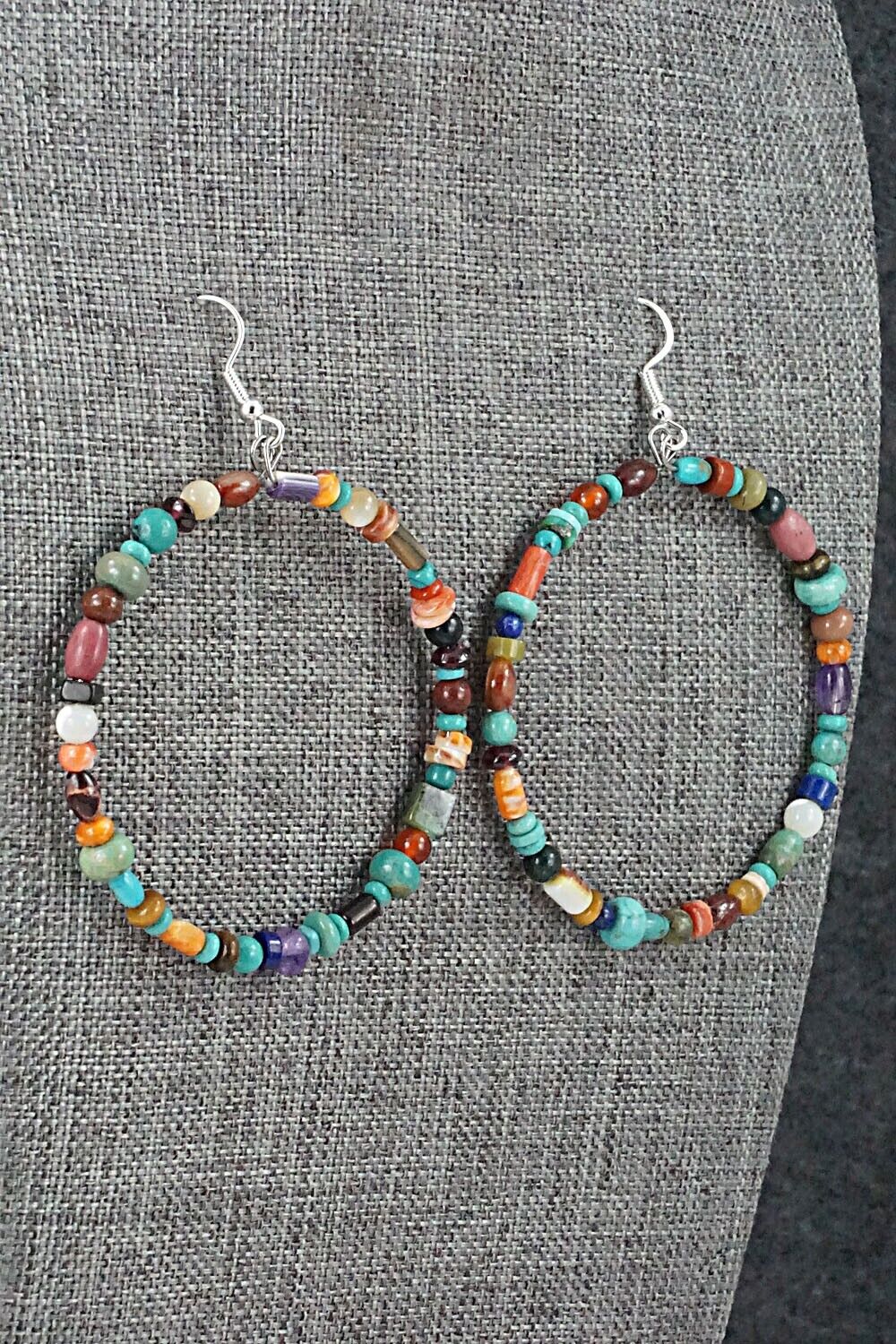 Multi-Stone & Sterling Silver Earrings - Helen Tsosie