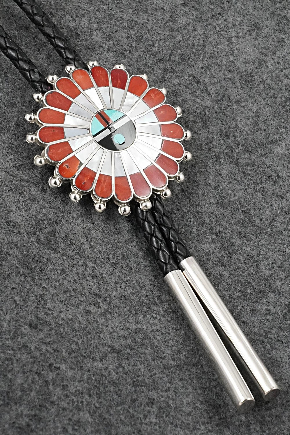 Multi-Stone & Sterling Silver Inlay Bolo Tie - April Unkestine