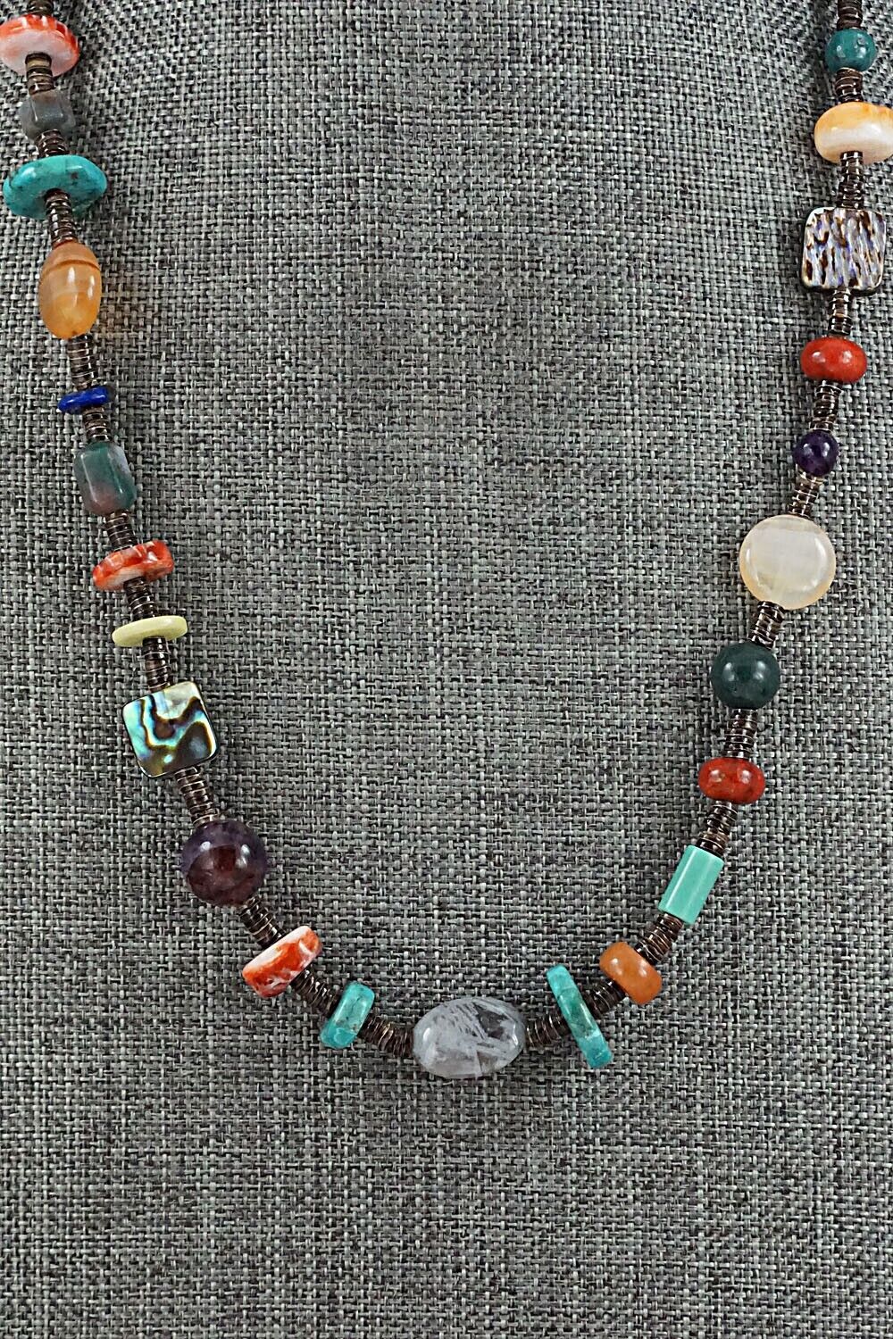 Multi-Stone and Sterling Silver Necklace - Helen Tsosie