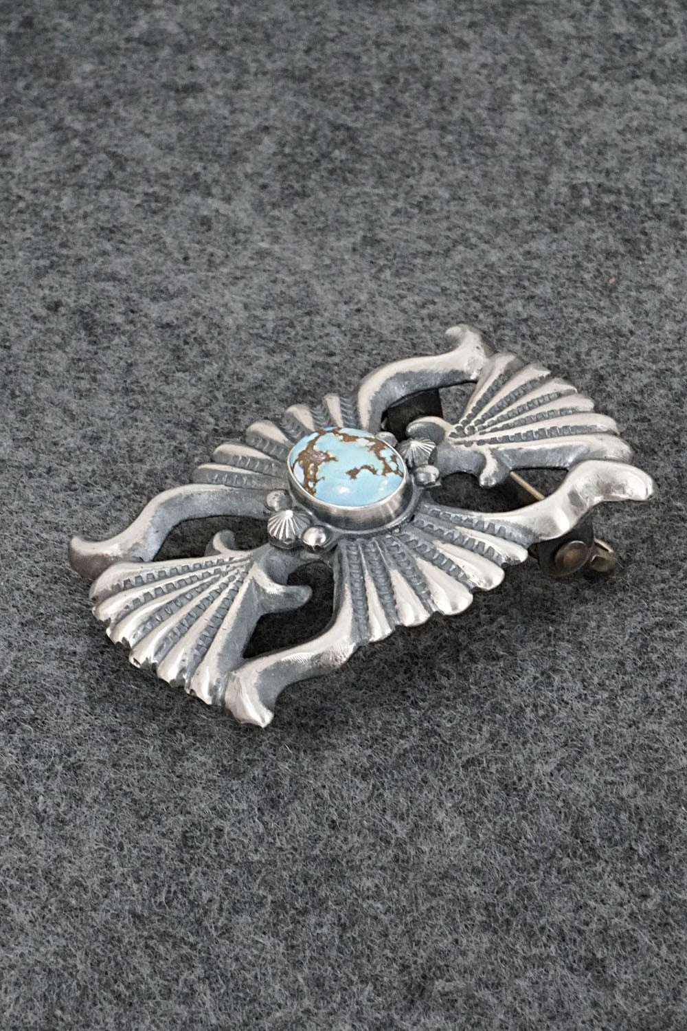 Turquoise & Sterling Silver Belt Buckle - Harrison Bitsue
