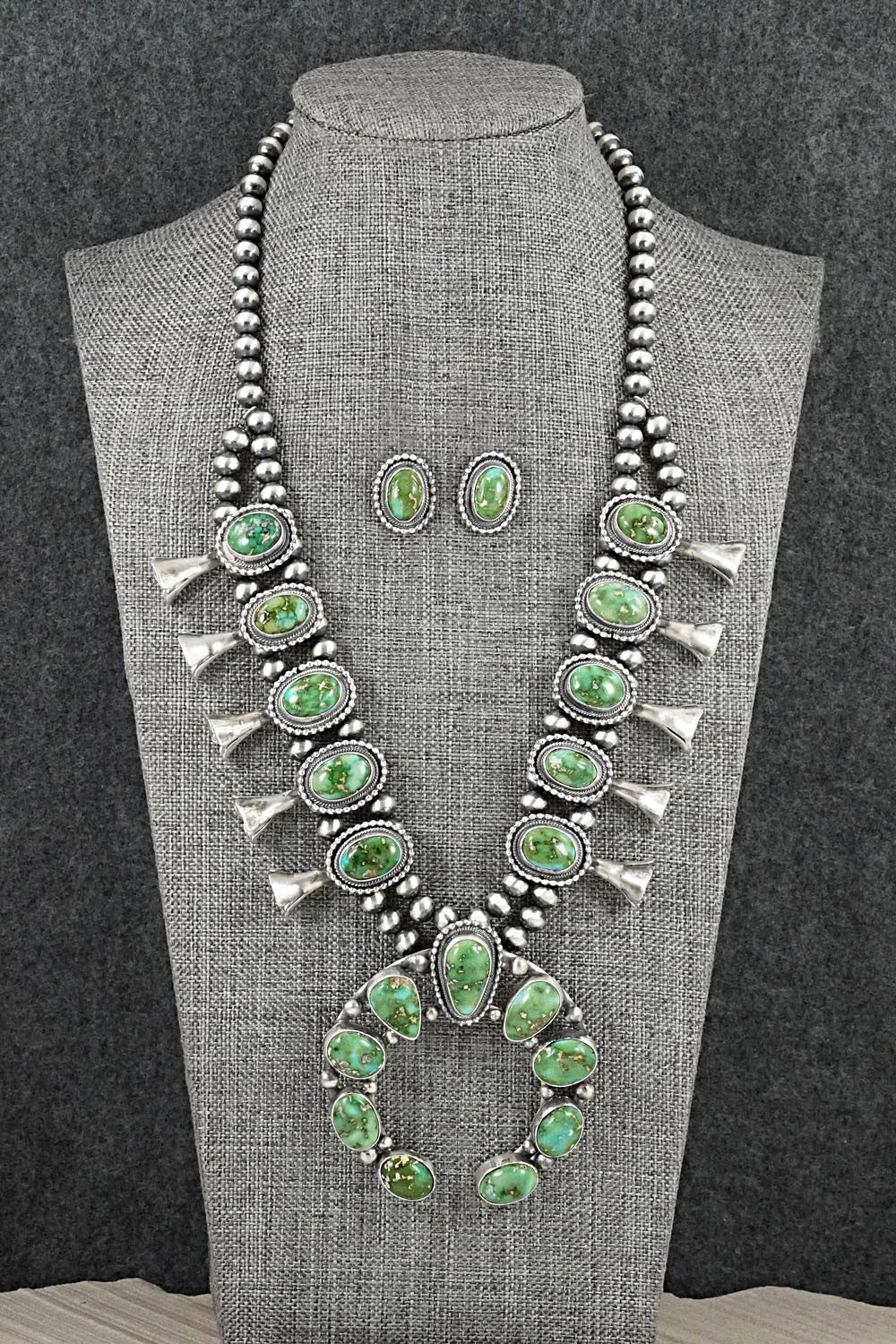 Turquoise & Sterling Silver Squash Blossom Set - Darrin Livingston