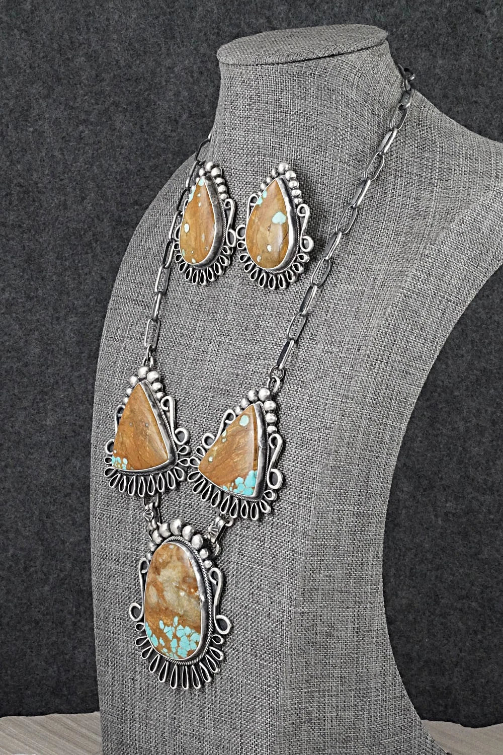 Turquoise & Sterling Silver Necklace and Earrings Set - Bob Becenti