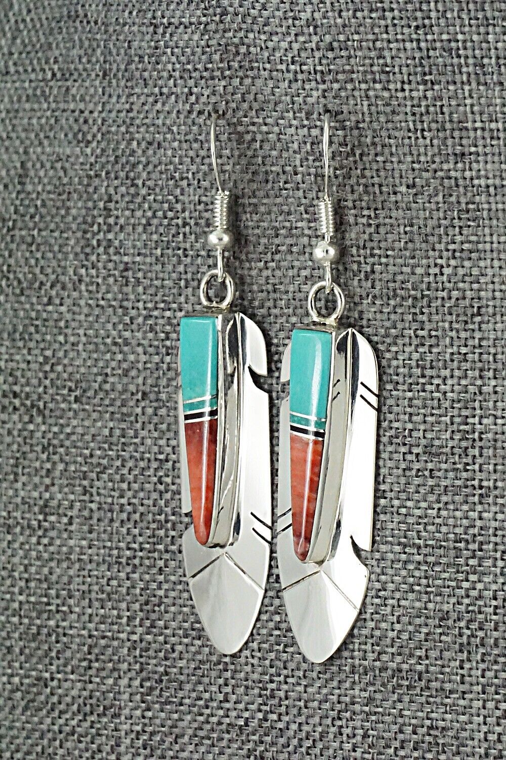 Multi-Stone & Sterling Silver Inlay Earrings - Marilyn Yazzie