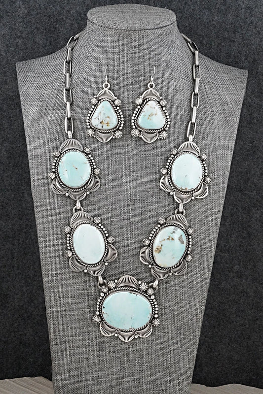 Turquoise & Sterling Silver Necklace and Earrings Set - Rosita Calladitto