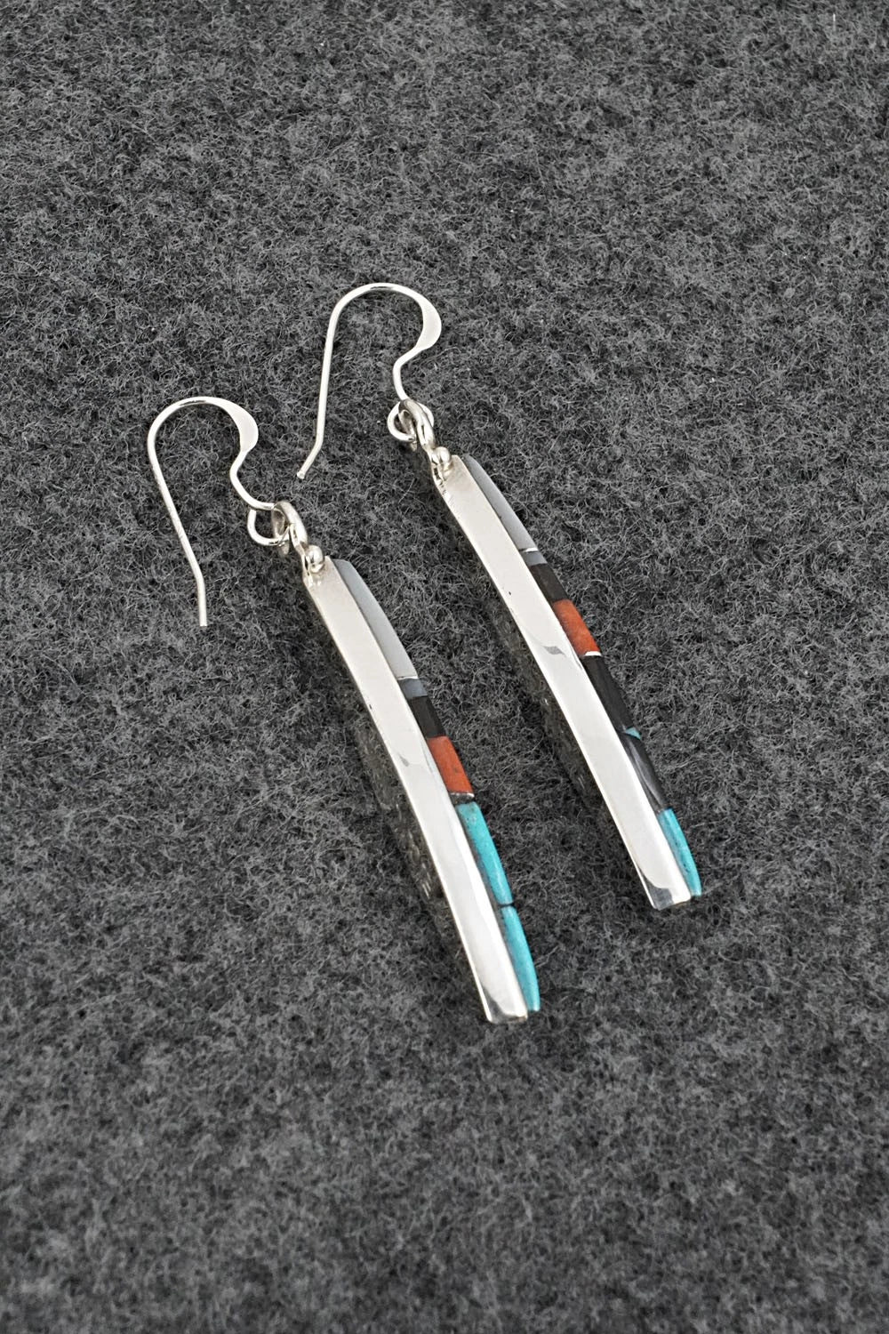 Multi-Stone Inlay & Sterling Silver Earrings - Cleo Kallestewa