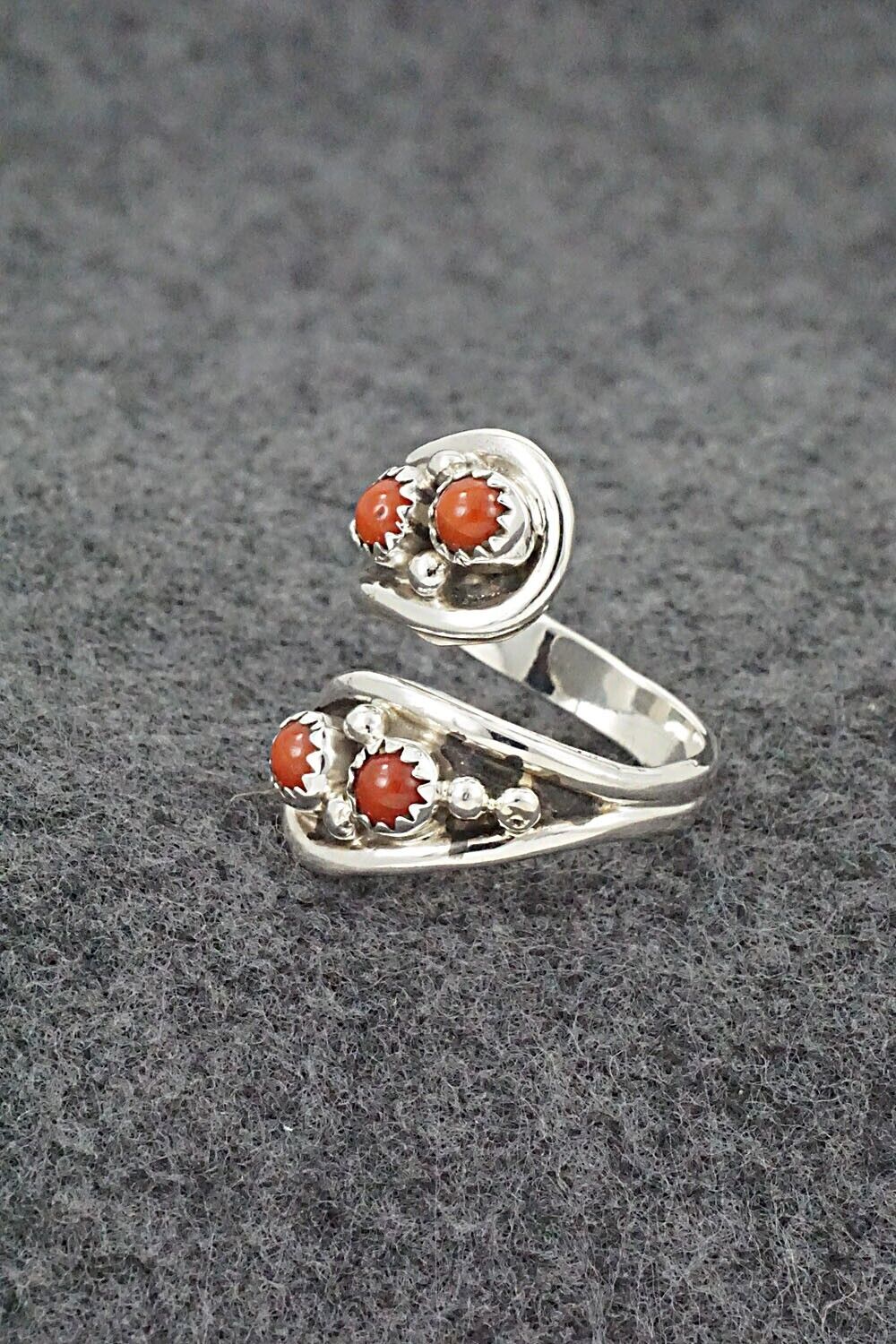 Coral & Sterling Silver Ring - Annette Chiquito - Size 8