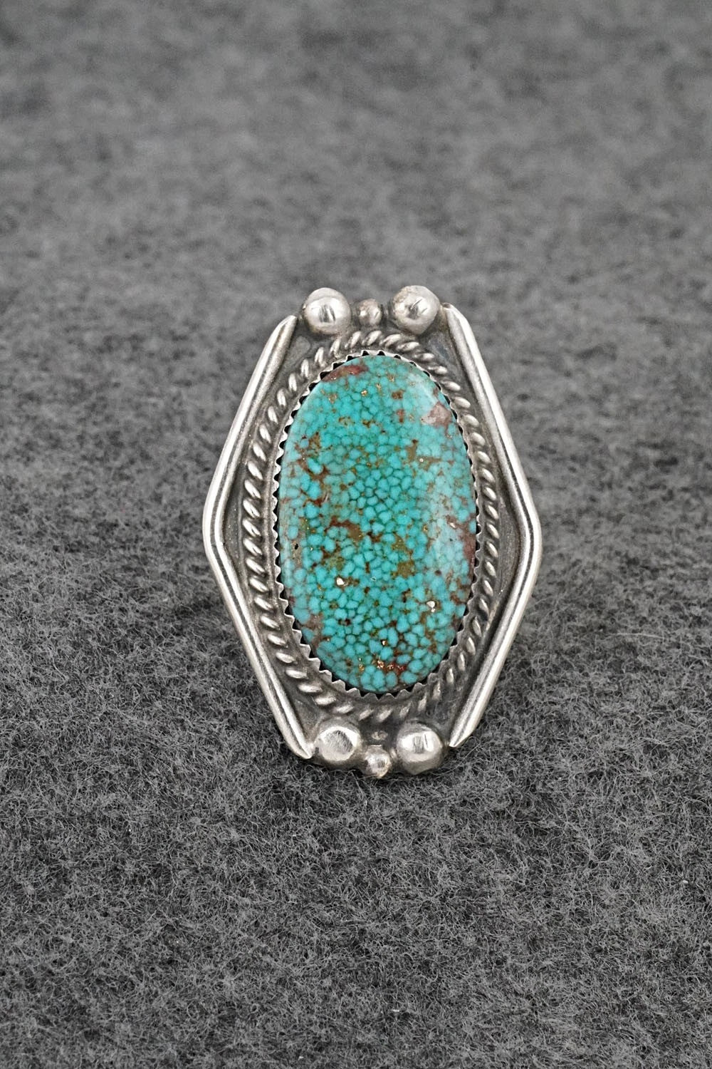 Turquoise & Sterling Silver Ring - Leslie Nez - Size 6.75
