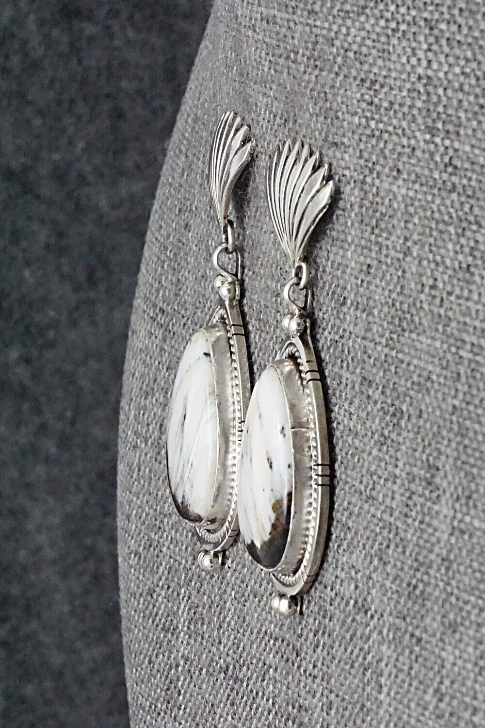 White Buffalo & Sterling Silver Earrings - Annie Spencer