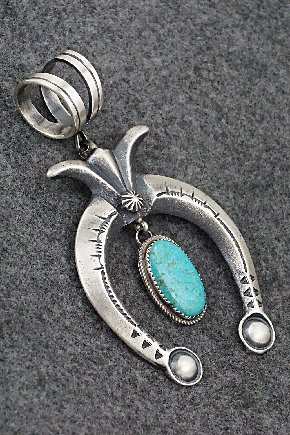 Turquoise & Sterling Silver Pendant - Martha Cayatineto