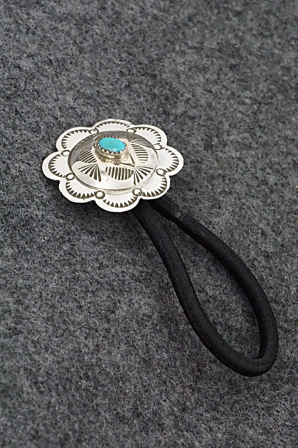 Turquoise & Sterling Silver Hair Tie - Bertha Begay