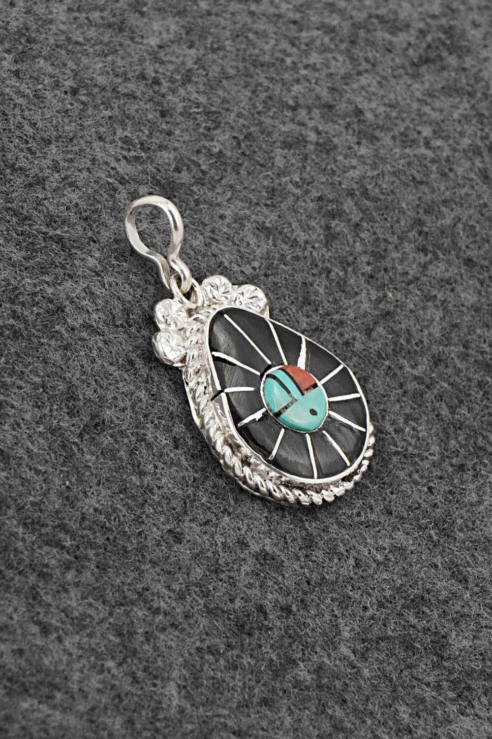 Multi-Stone & Sterling Silver Inlay Pendant - Ola Eriacho