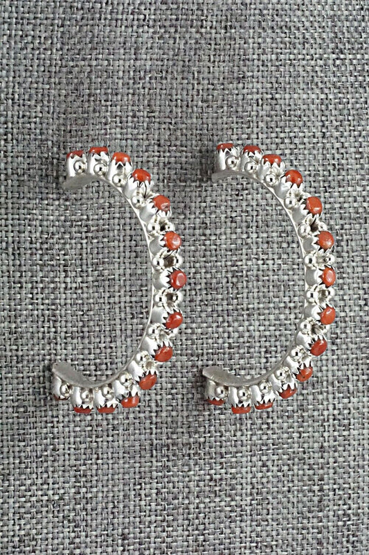 Coral & Sterling Silver Earrings - Murray Hannaweeka
