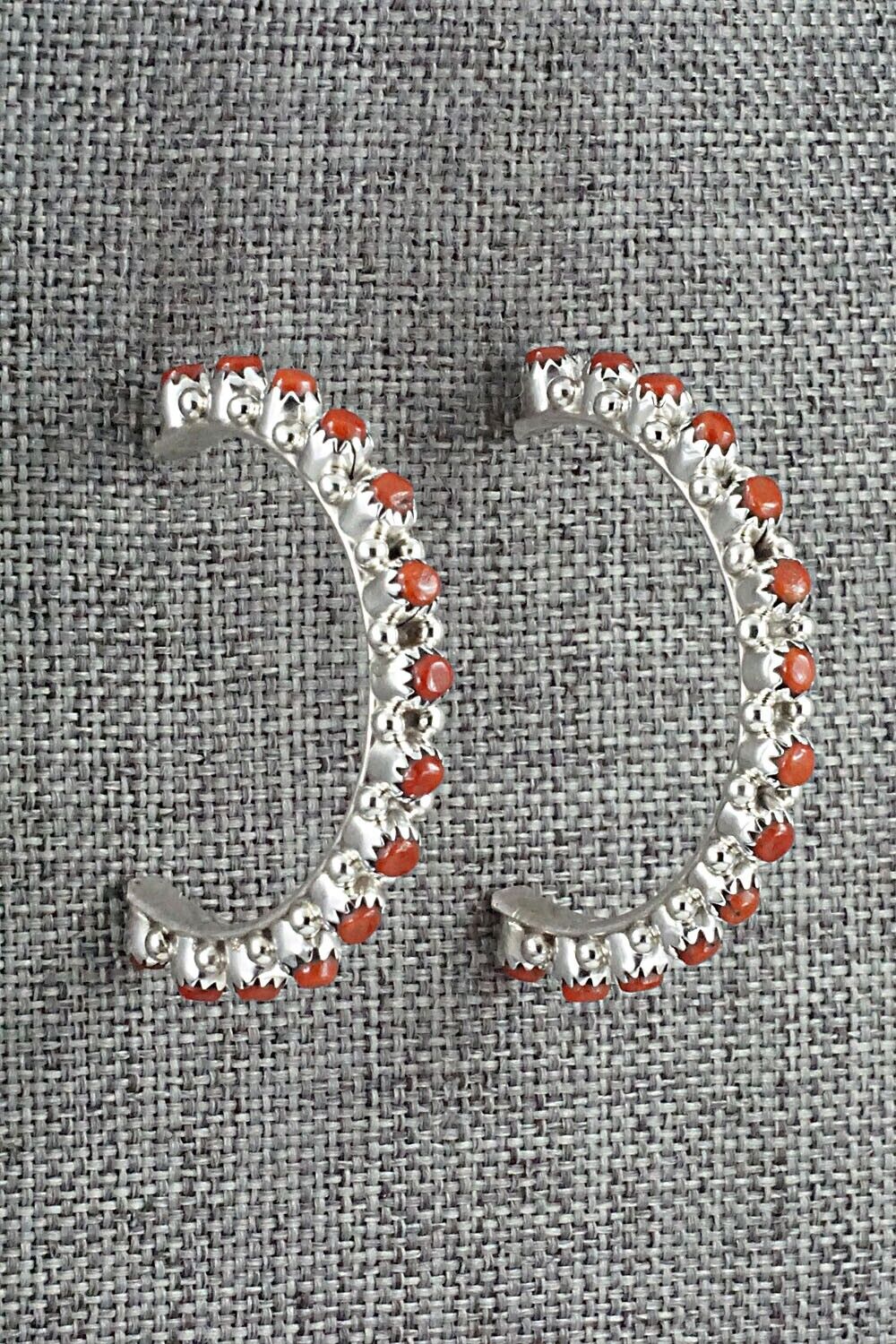 Coral & Sterling Silver Earrings - Murray Hannaweeka