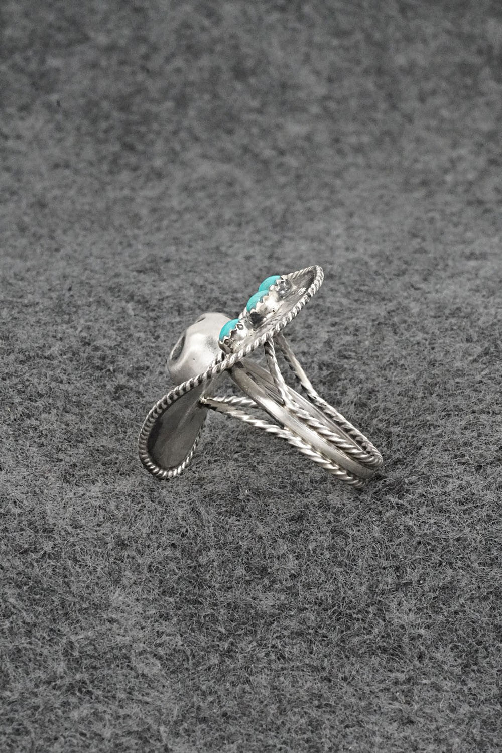 Turquoise & Sterling Silver Ring - Bobby Platero - Size 8.5