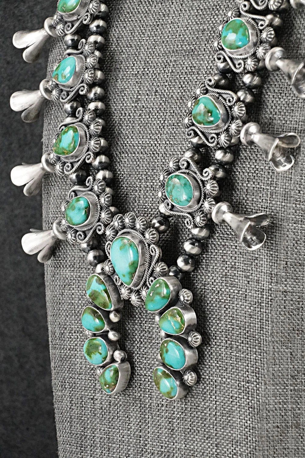 Turquoise & Sterling Silver Squash Blossom Set - Mark Yazzie