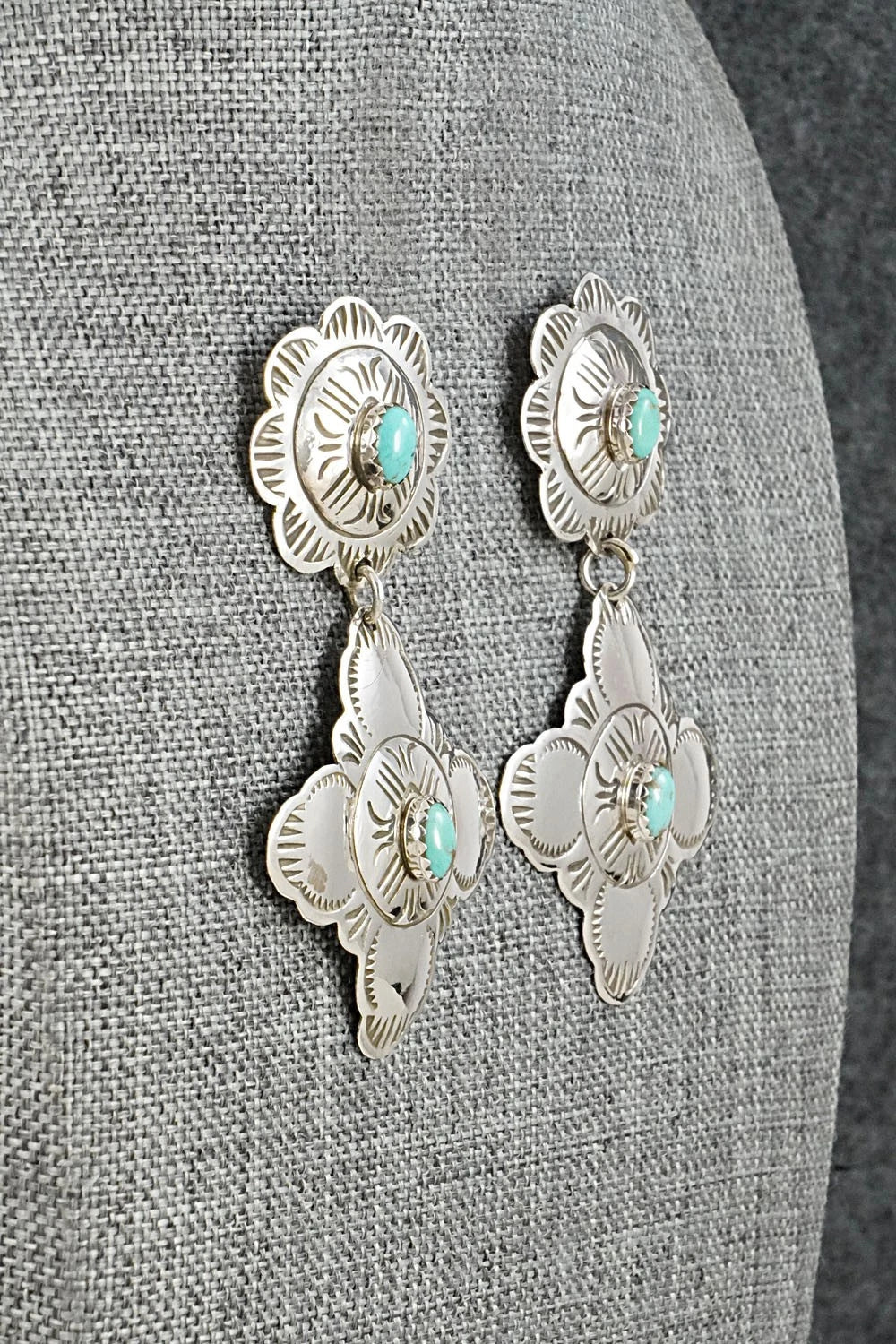 Turquoise & Sterling Silver Earrings - Bertha Begay