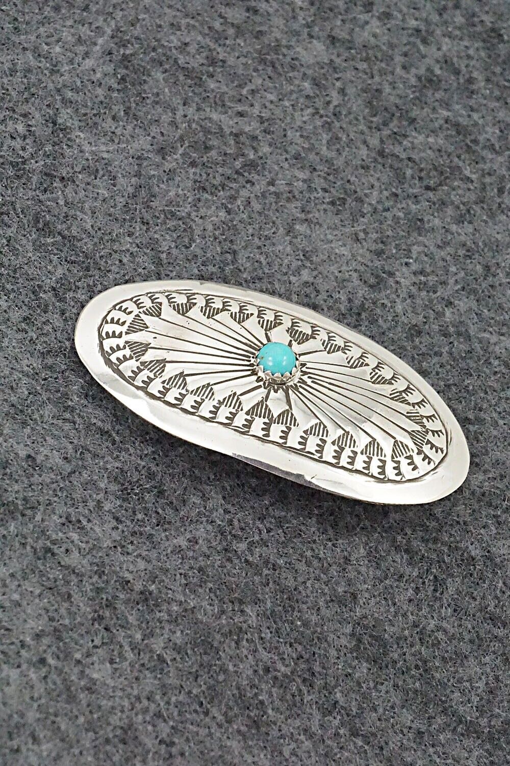 Turquoise & Sterling Silver Hair Barrette - Arlene Soce