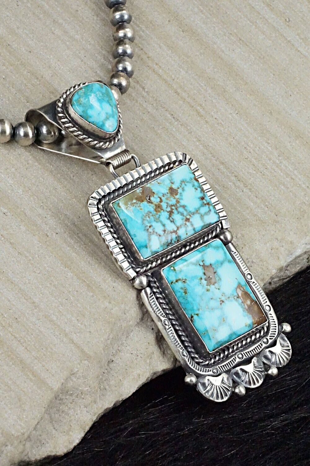 Turquoise & Sterling Silver Necklace - Raymond Delgarito