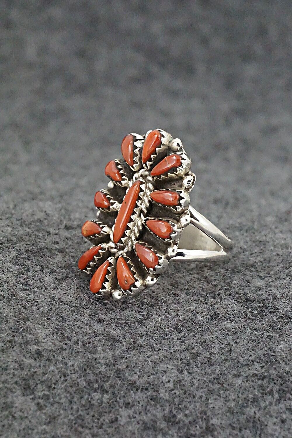 Coral & Sterling Silver Ring - George Gasper - Size 7