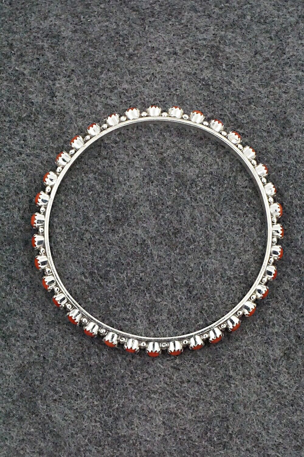 Coral & Sterling Silver Bangle Bracelet - Gaynell Parker