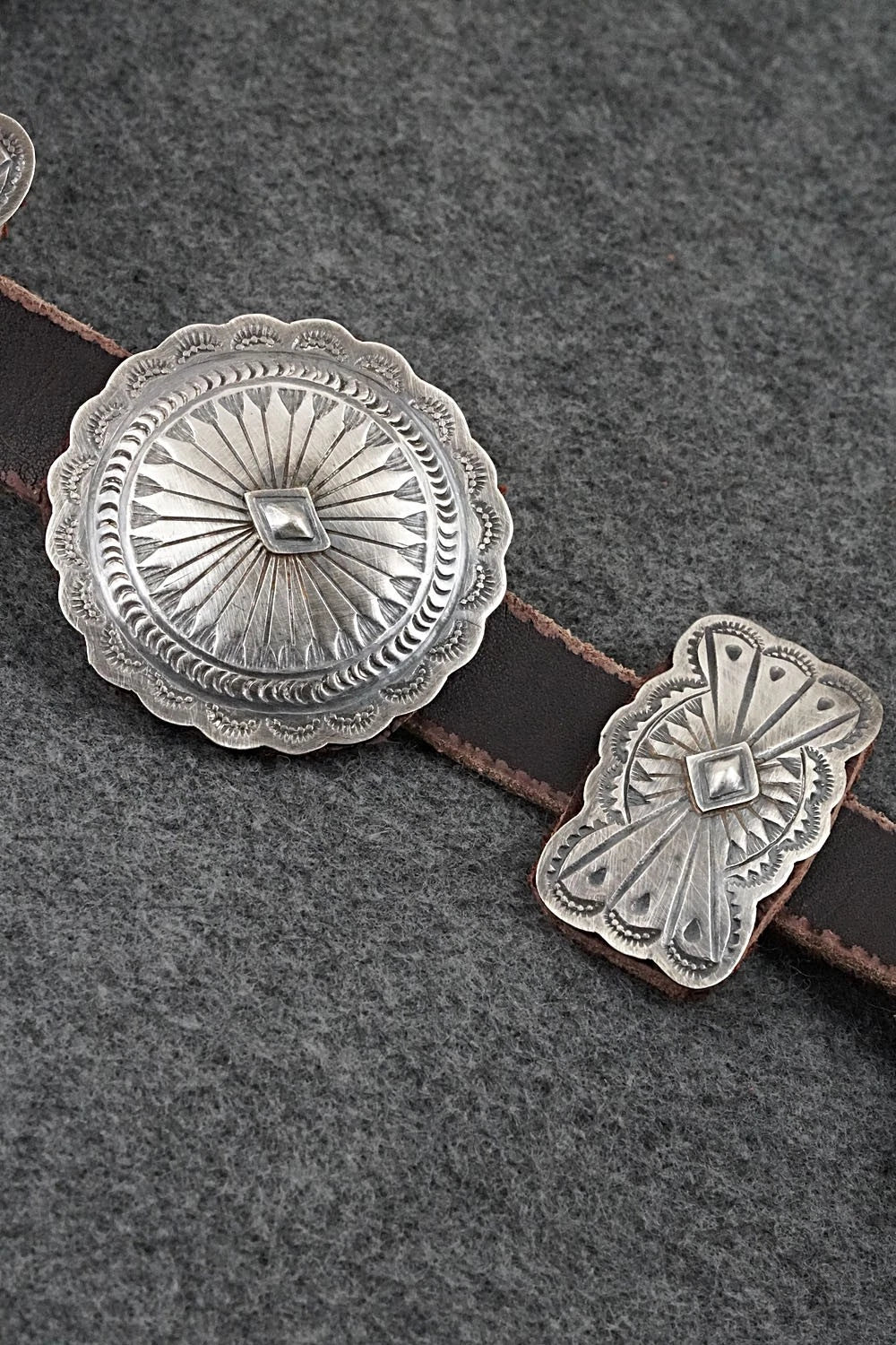 Sterling Silver & Leather Concho Belt - Dan Morgan