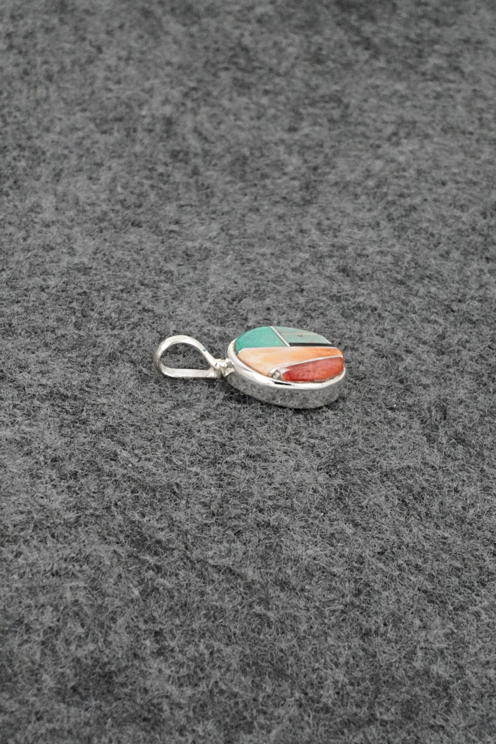 Turquoise, Spiny Oyster & Sterling Silver Pendant - Joseph Martinez
