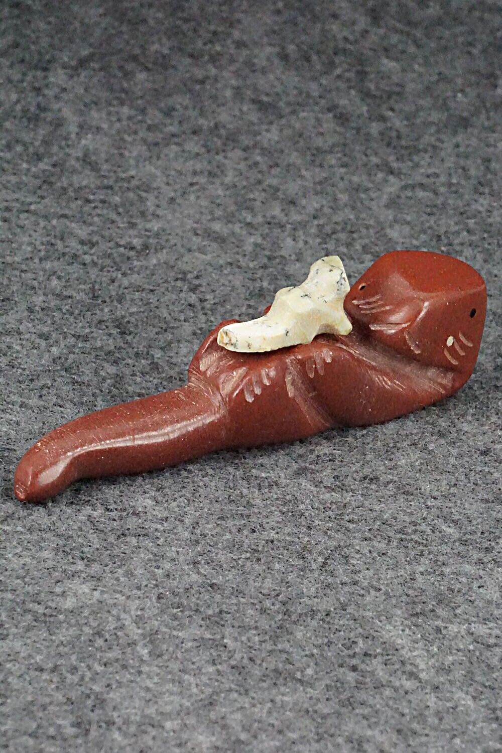 Otter with Pup Zuni Fetish Carving - Justin Red Elk