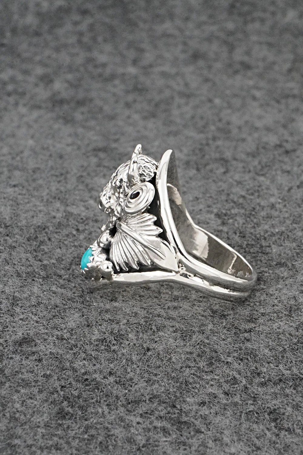 Turquoise & Sterling Silver Ring - Darrell Morgan - Size 13.5