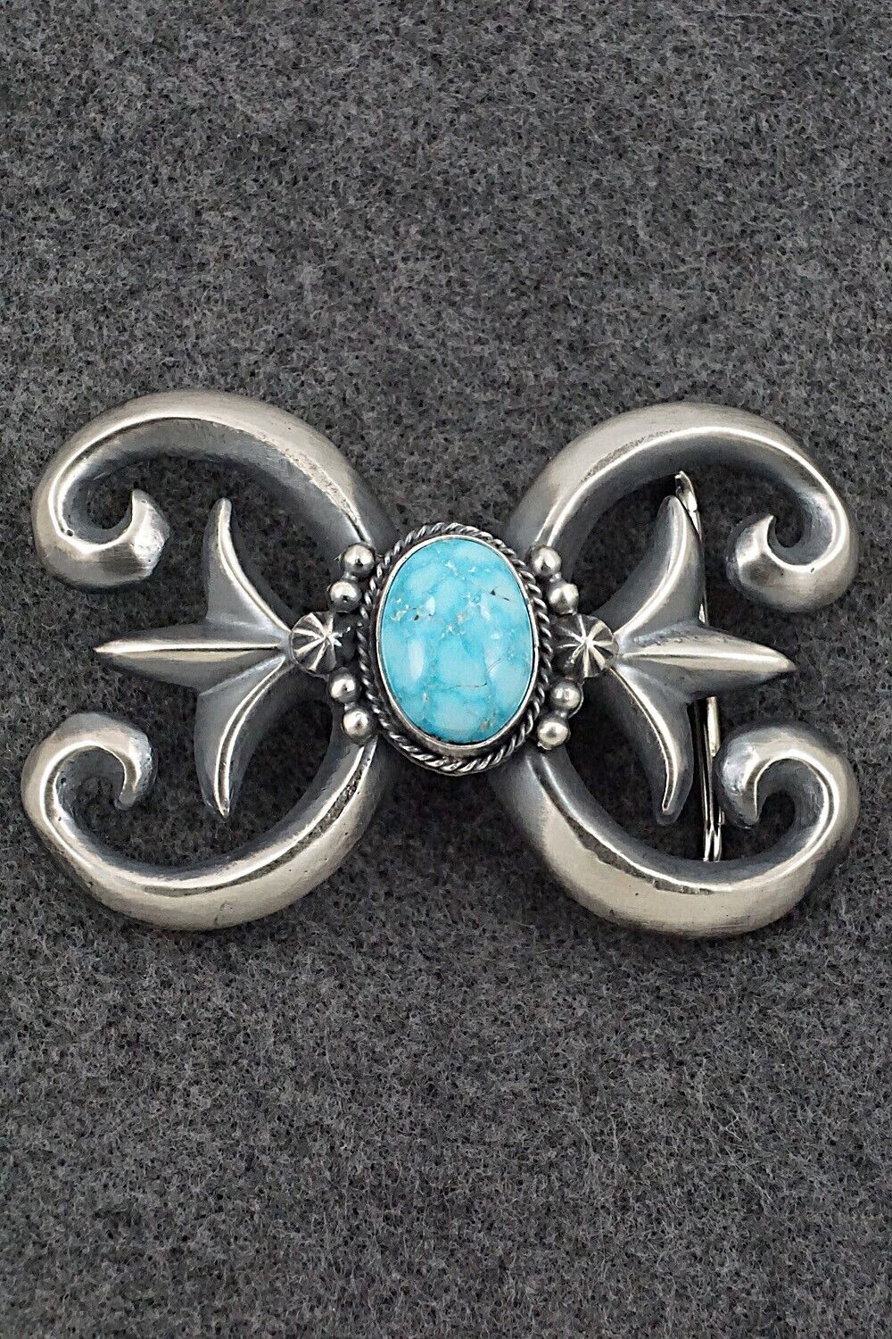 Turquoise & Sterling Silver Belt Buckle - Harrison Bitsue