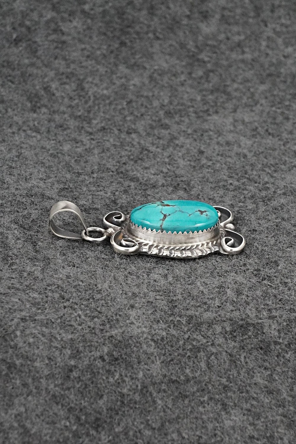 Turquoise and Sterling Silver Pendant - Leslie Nez