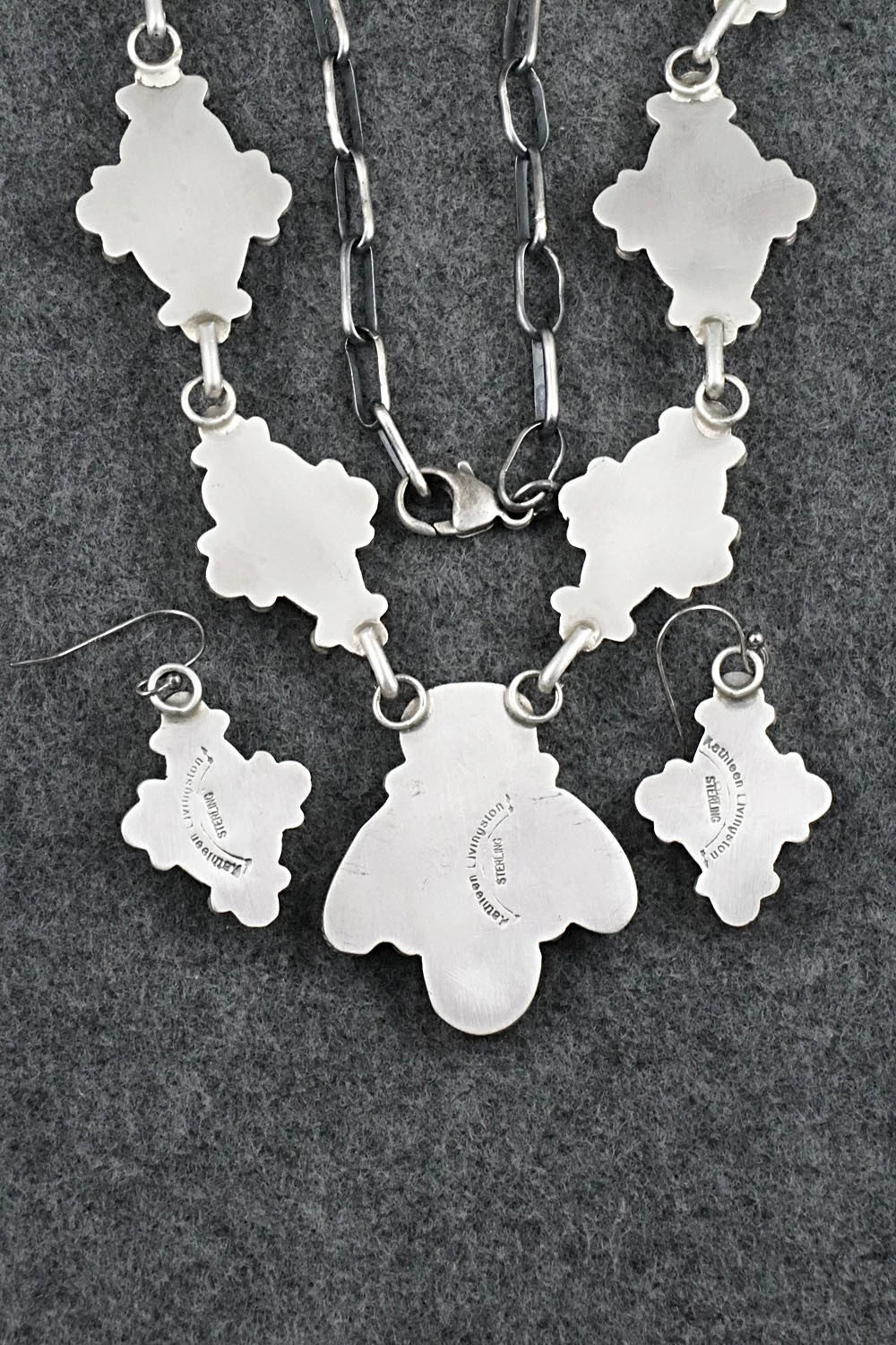 Turquoise & Sterling Silver Necklace and Earrings Set - Kathleen Livingston