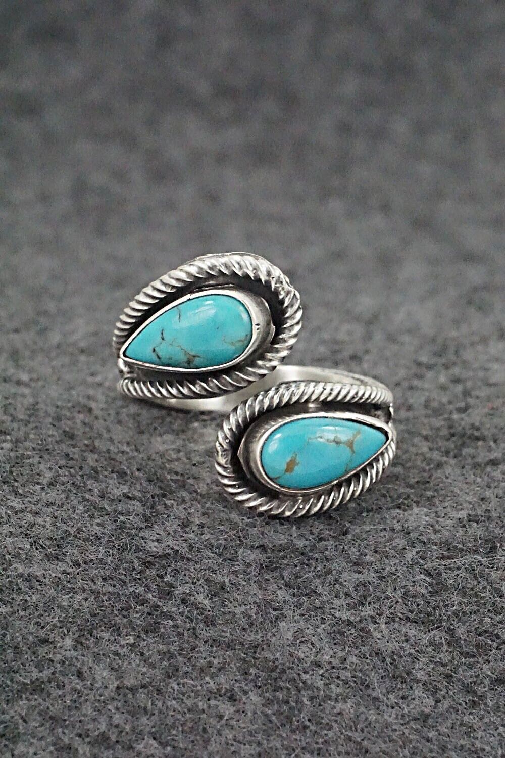 Turquoise & Sterling Silver Ring - Kenny Lonjose - Size 9